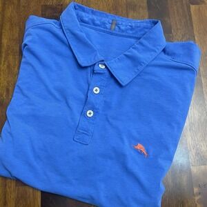 Tommy Bahama Polo Mens 2XL Blue Shirt‎ IslandZone Marlin Golf Orange Marlin